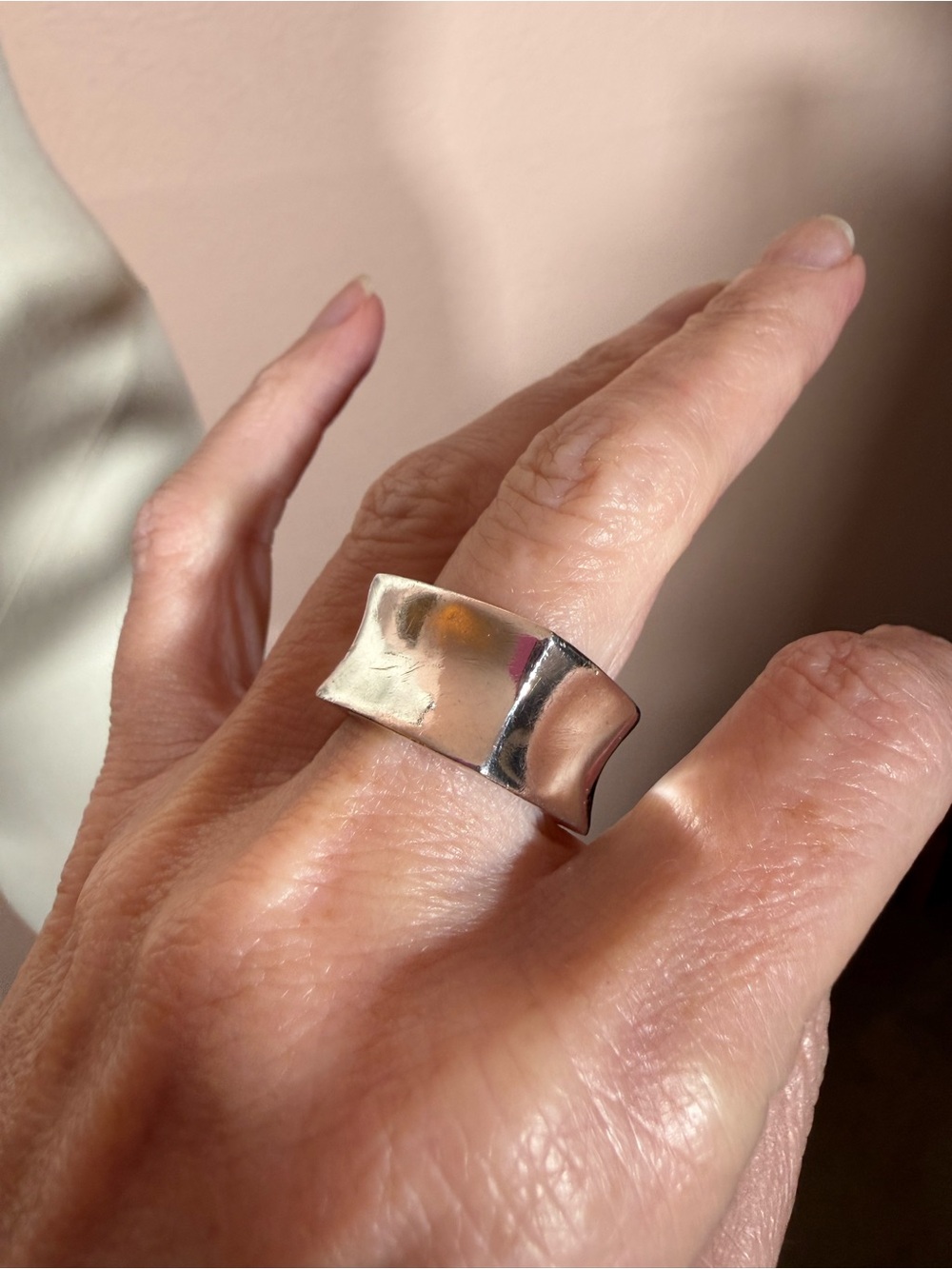 Milor .950 Sterling silver modernist minimalist oversized wide band Ring 6 1/2